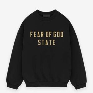 Fear of God Black Crewneck with Gold Lettering